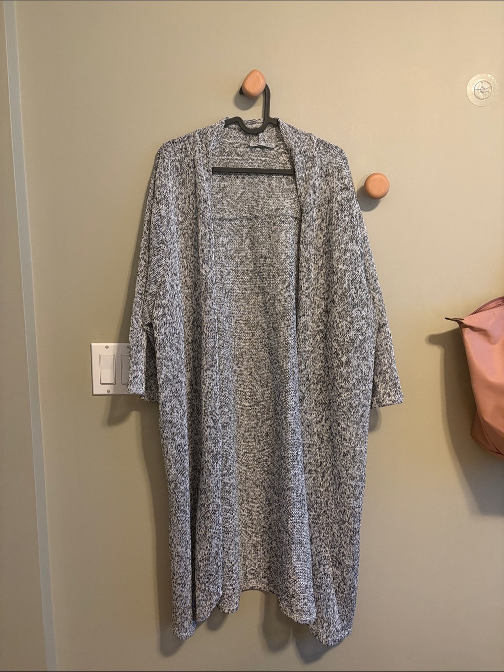 Dex Open-Front Grey Melange Knit Duster Robe